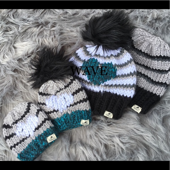 Fluffy pom beanies -custom designed matching - Picture 2 of 8